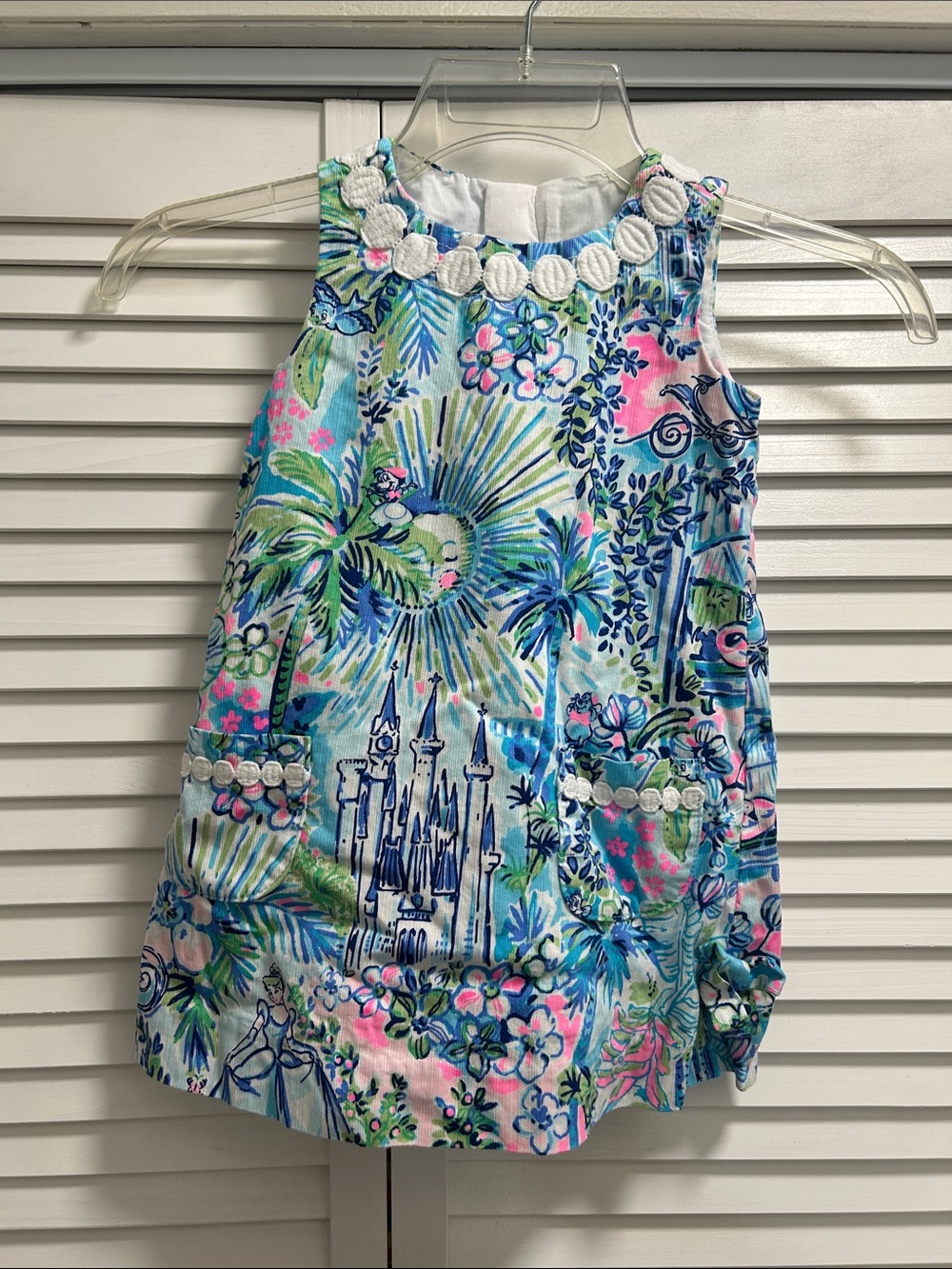 Lilly Pulitzer Girls Blue Floral Castle Print Sleeveless Dress Disney